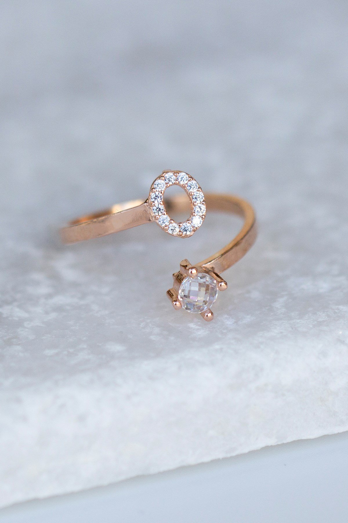 Gümüş O Harfi Yüzük Lieza Jewelry yzg210018