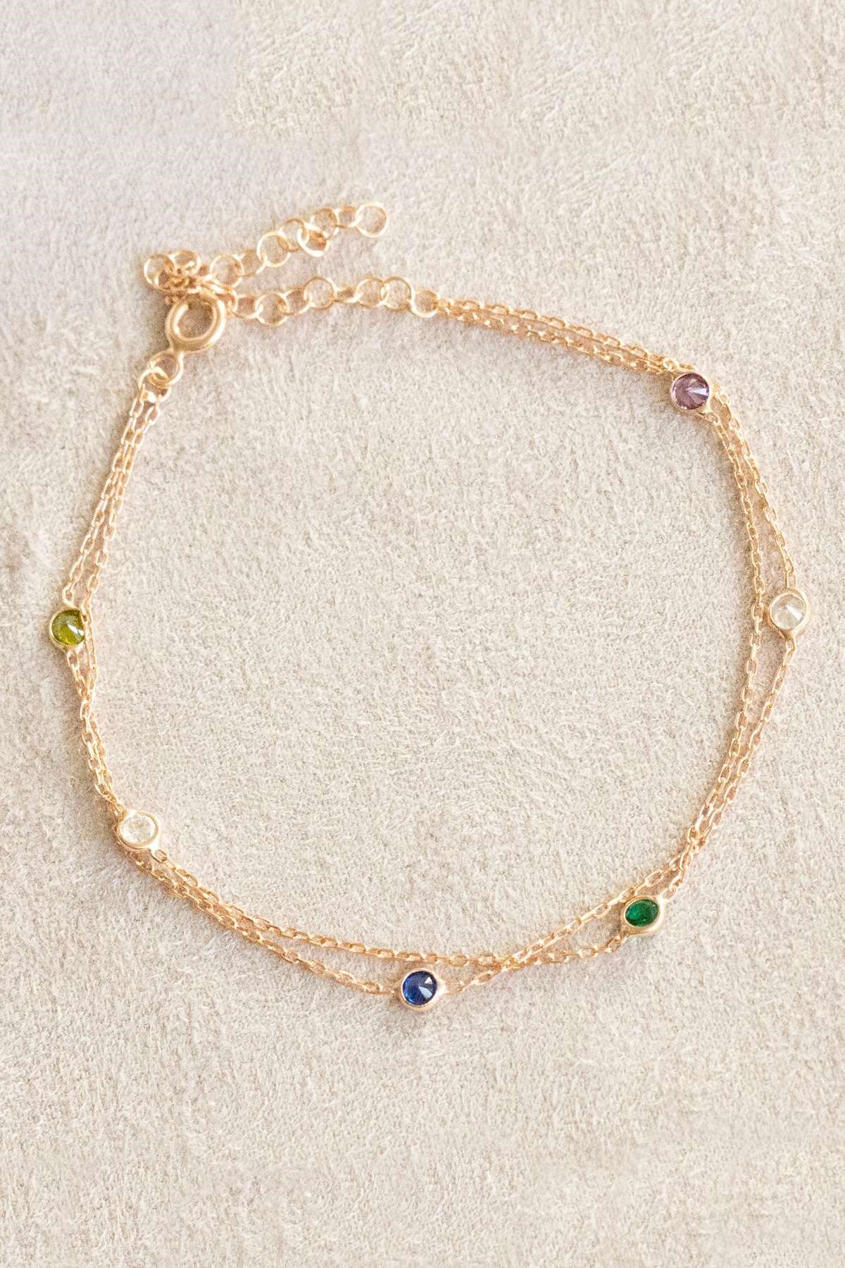 Gümüş Renkli Taşlı Zincir Bileklik Lieza Jewelry blkg210102