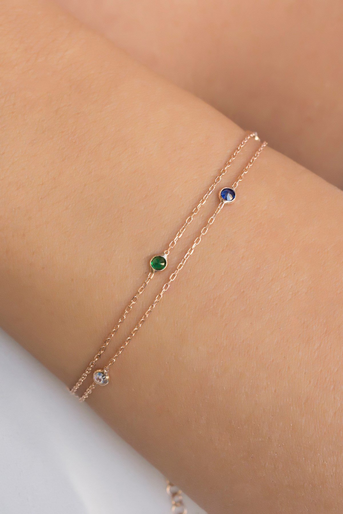 Gümüş Renkli Taşlı Zincir Bileklik Lieza Jewelry blkg210102