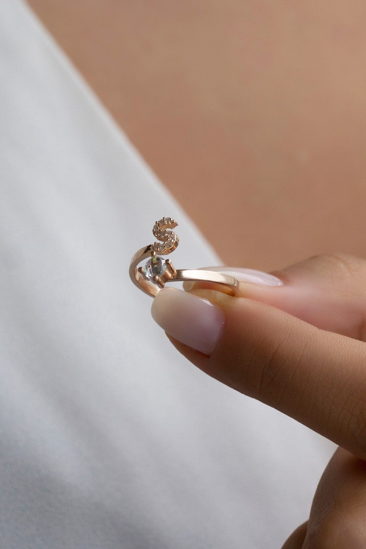Gümüş S Harfi Yüzük Lieza Jewelry yzg210022