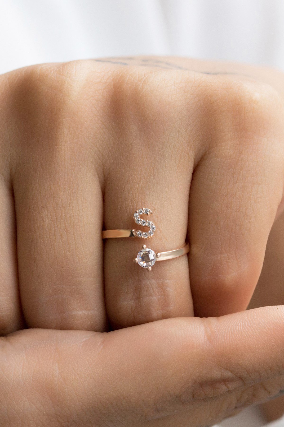 Gümüş S Harfi Yüzük Lieza Jewelry yzg210022