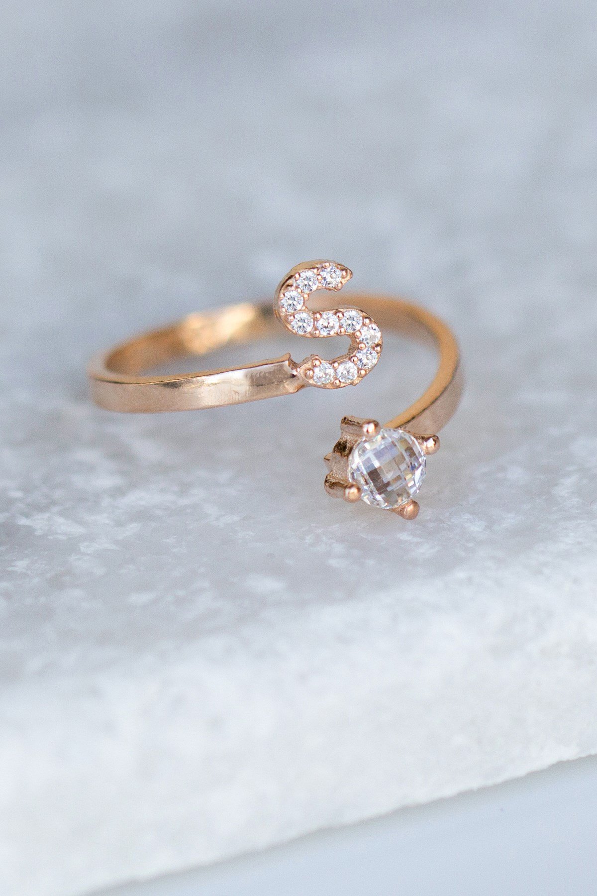 Gümüş S Harfi Yüzük Lieza Jewelry yzg210022