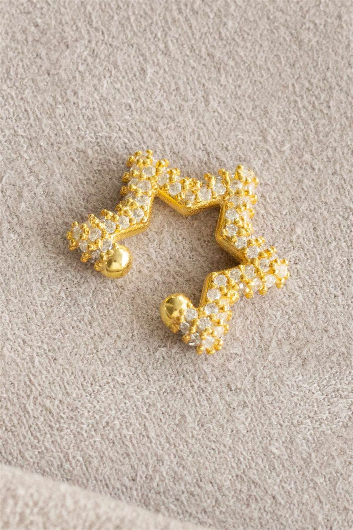 Gümüş Yıldız Kıkırdak Küpe Lieza Jewelry kpg210086