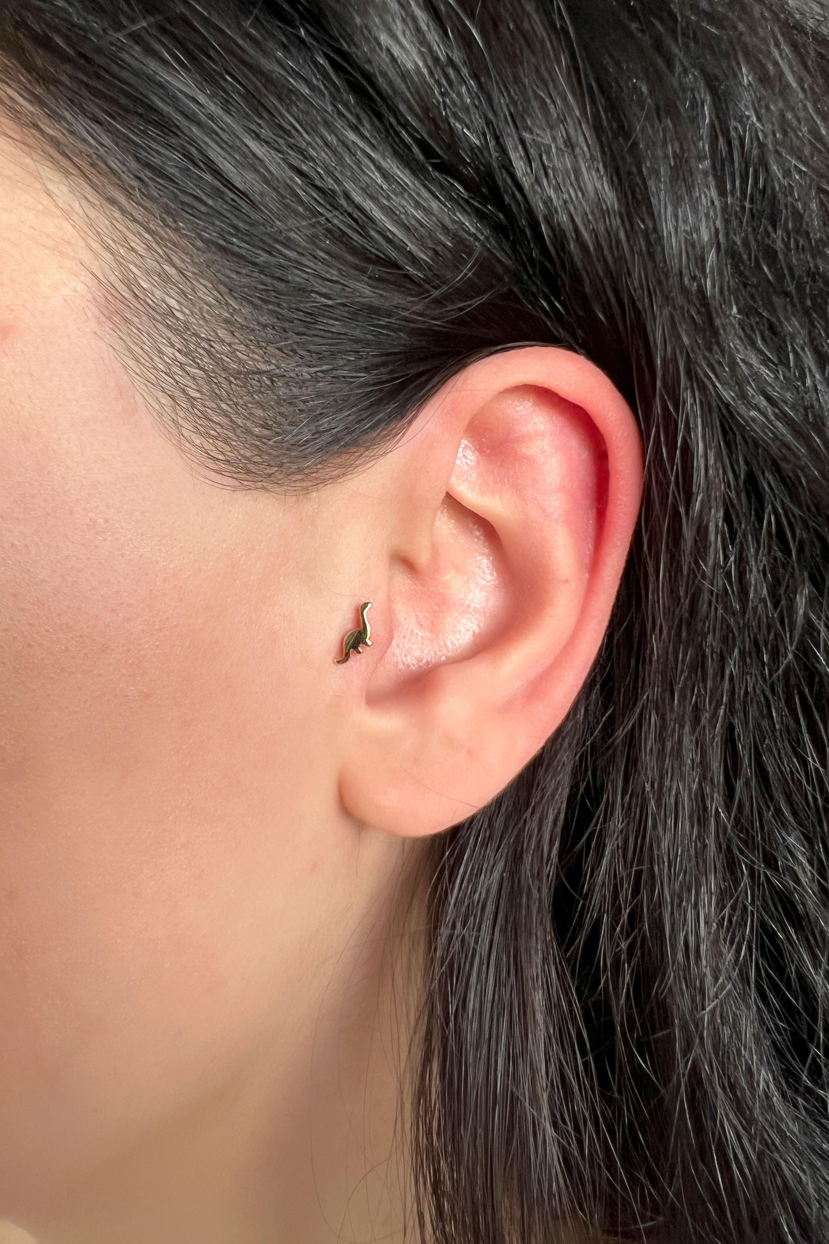 Kadın 925 Ayar Gümüş Dinazor Piercing