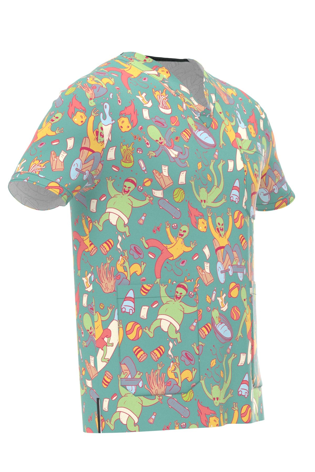 Alien Desenli Erkek Scrubs