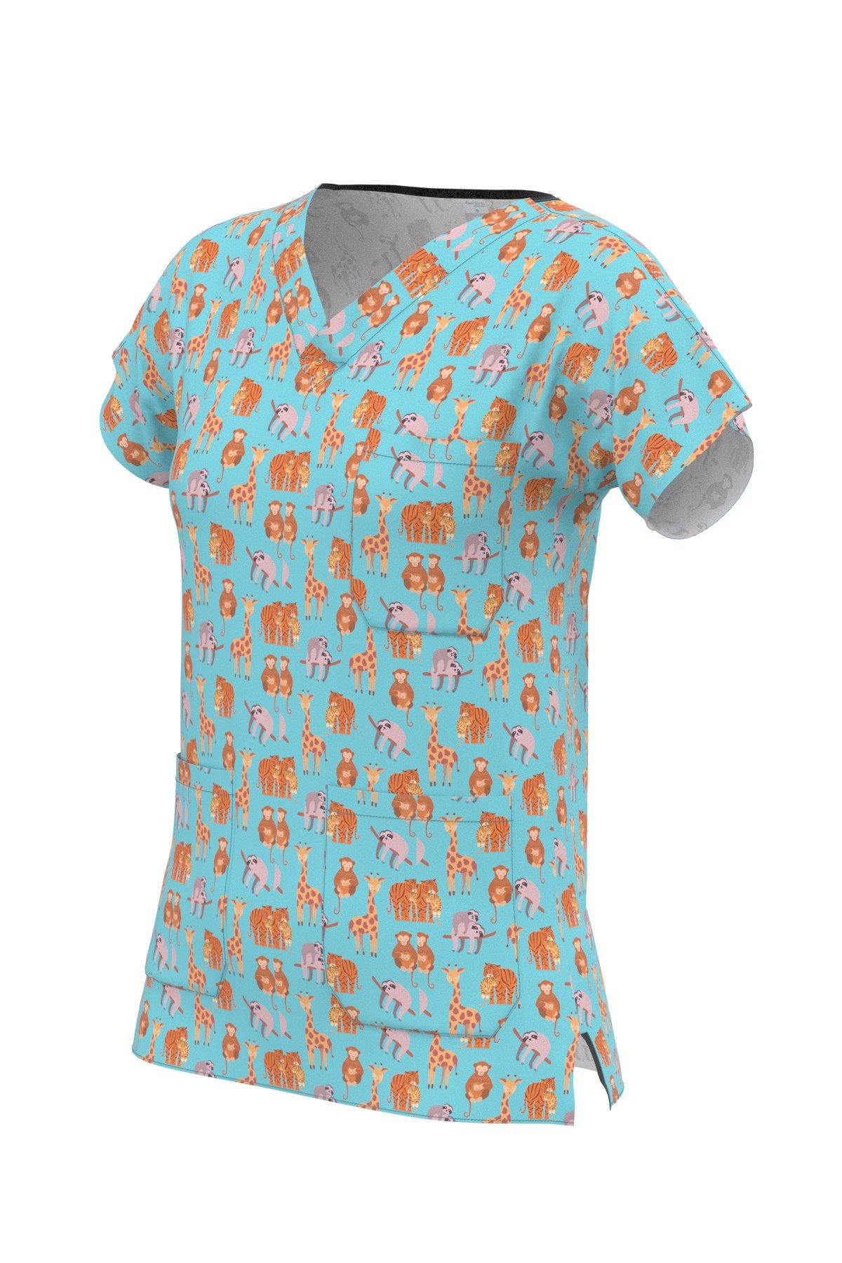 Happy Animals Desenli Kadın Scrubs