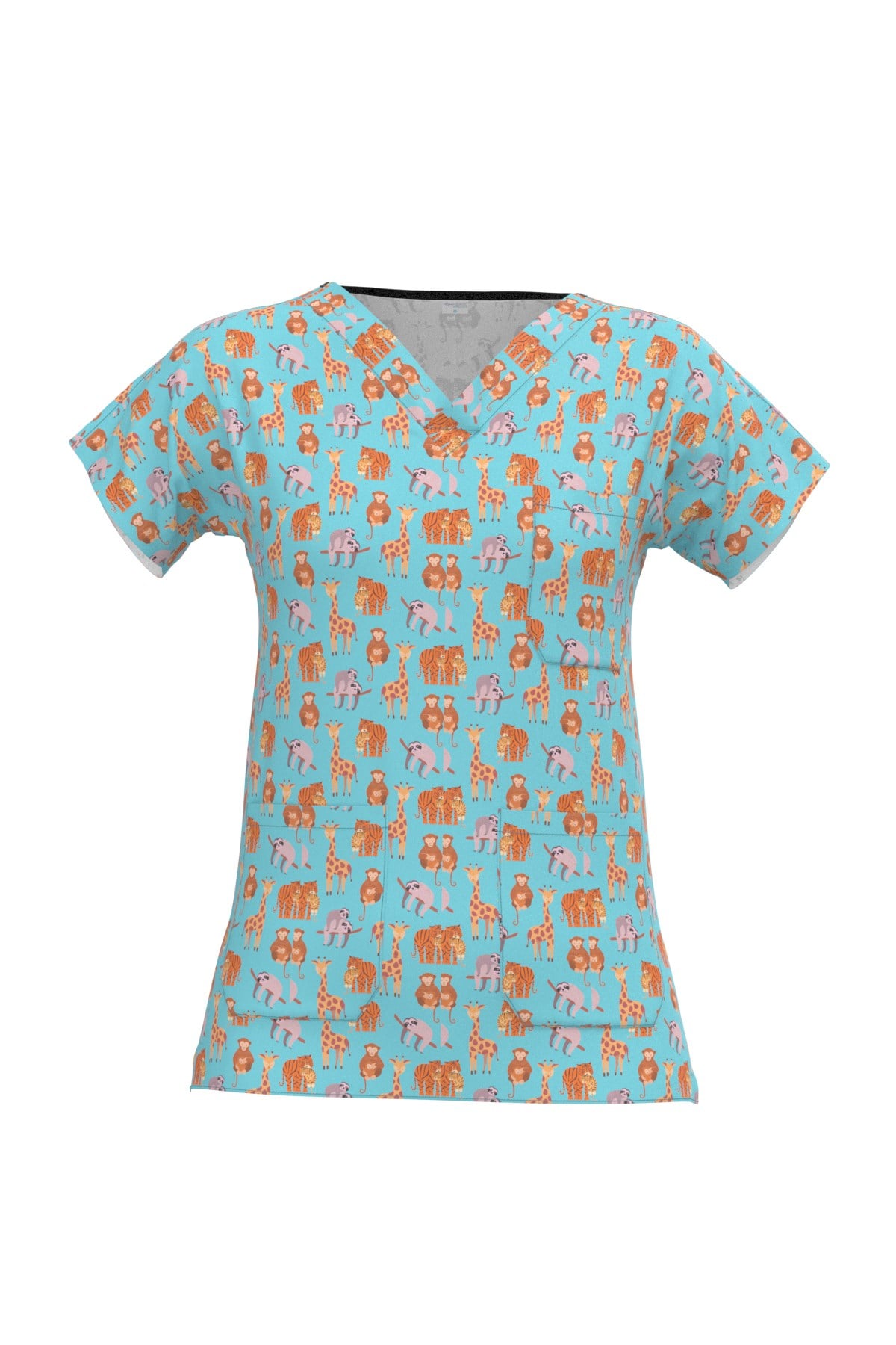 Happy Animals Desenli Kadın Scrubs