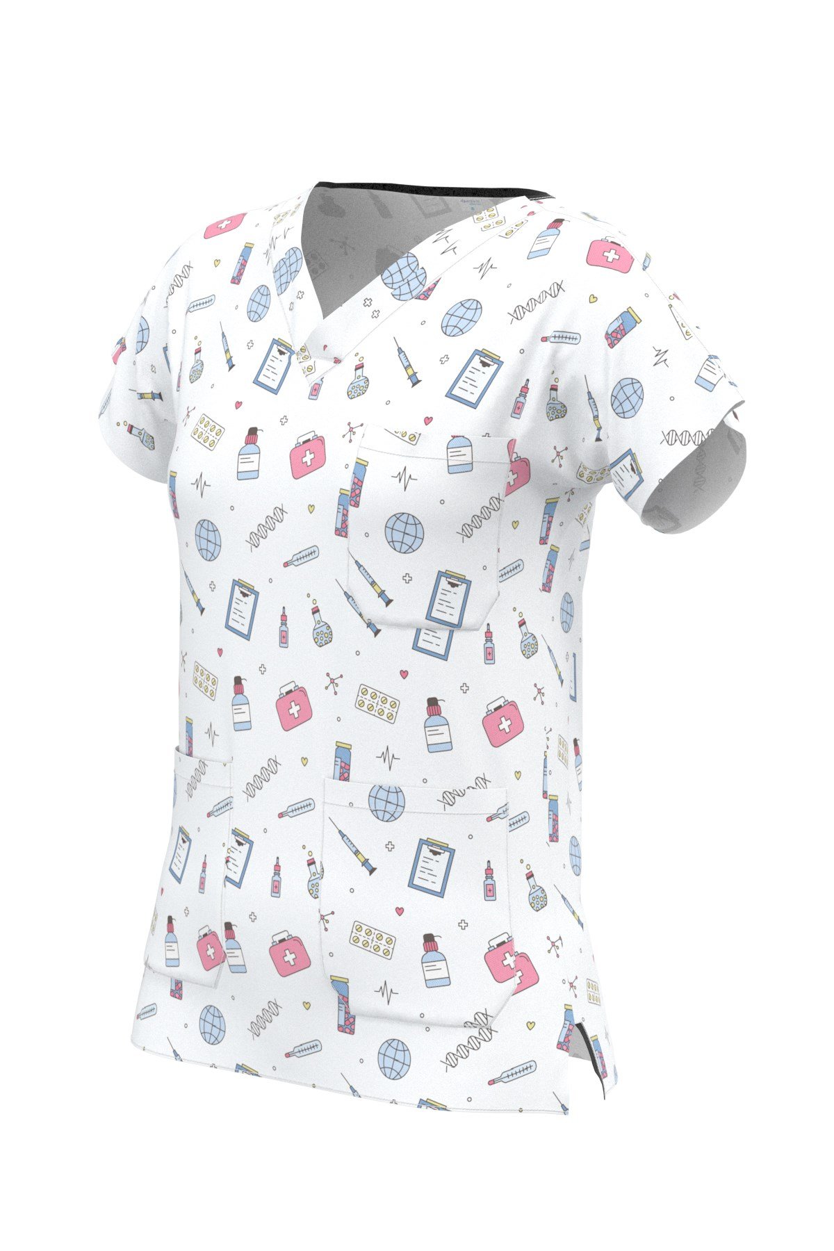 Medical Desenli Kadın Scrubs