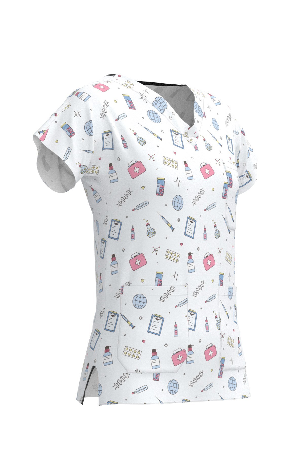 Medical Desenli Kadın Scrubs
