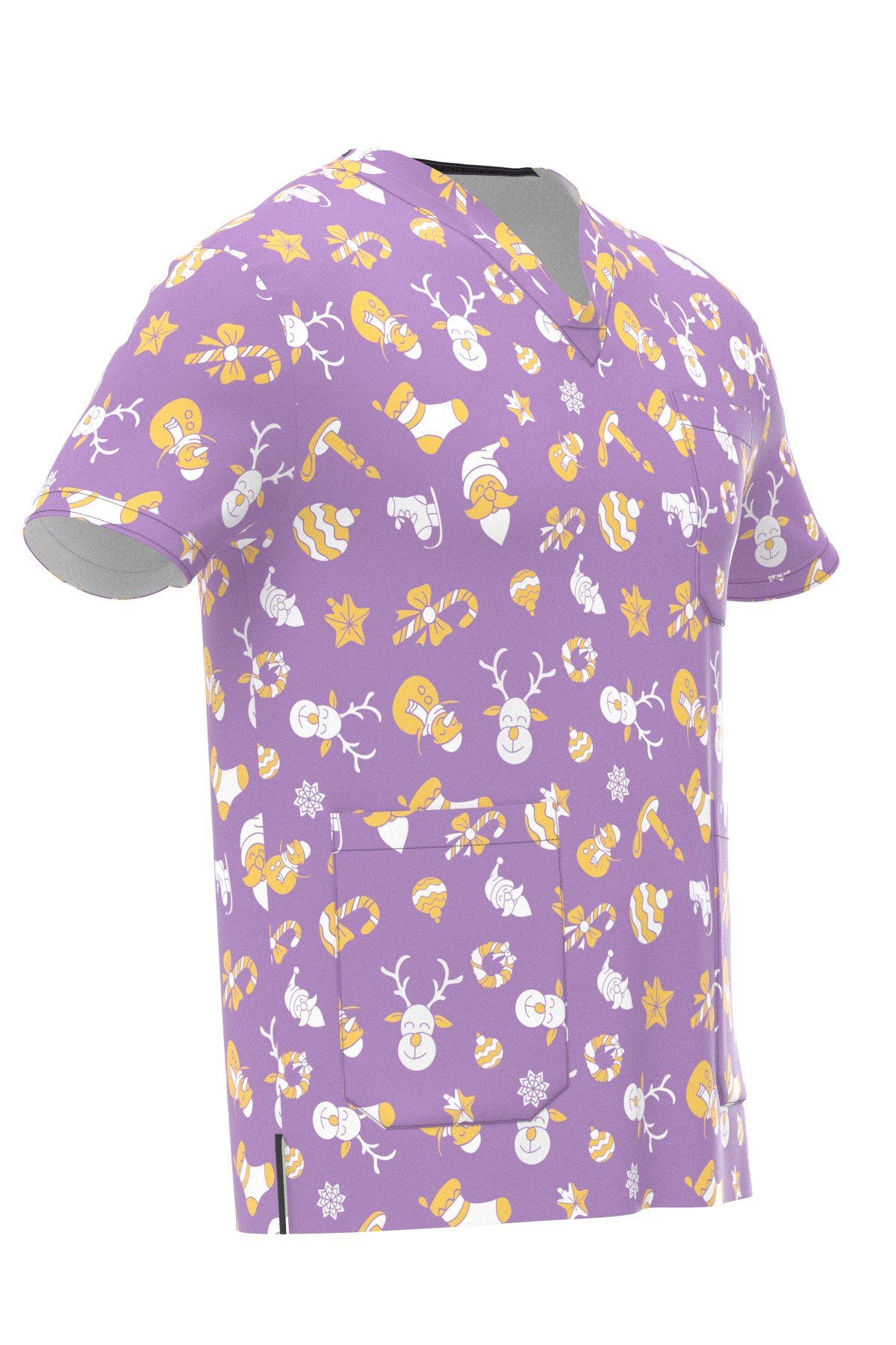 New Year Desenli Erkek Scrubs