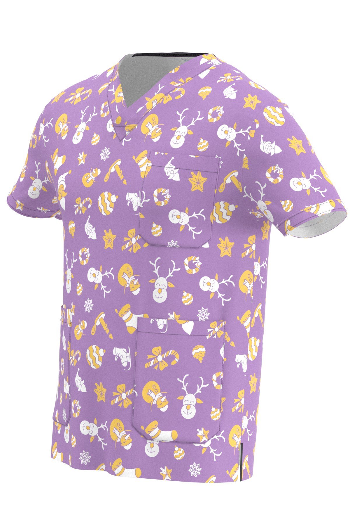 New Year Desenli Erkek Scrubs