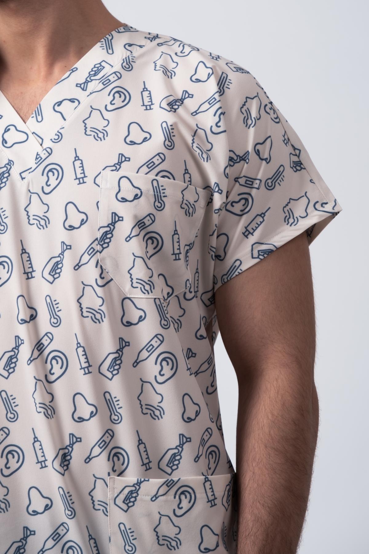 PIOSPios KBB Desenli Erkek Scrubs