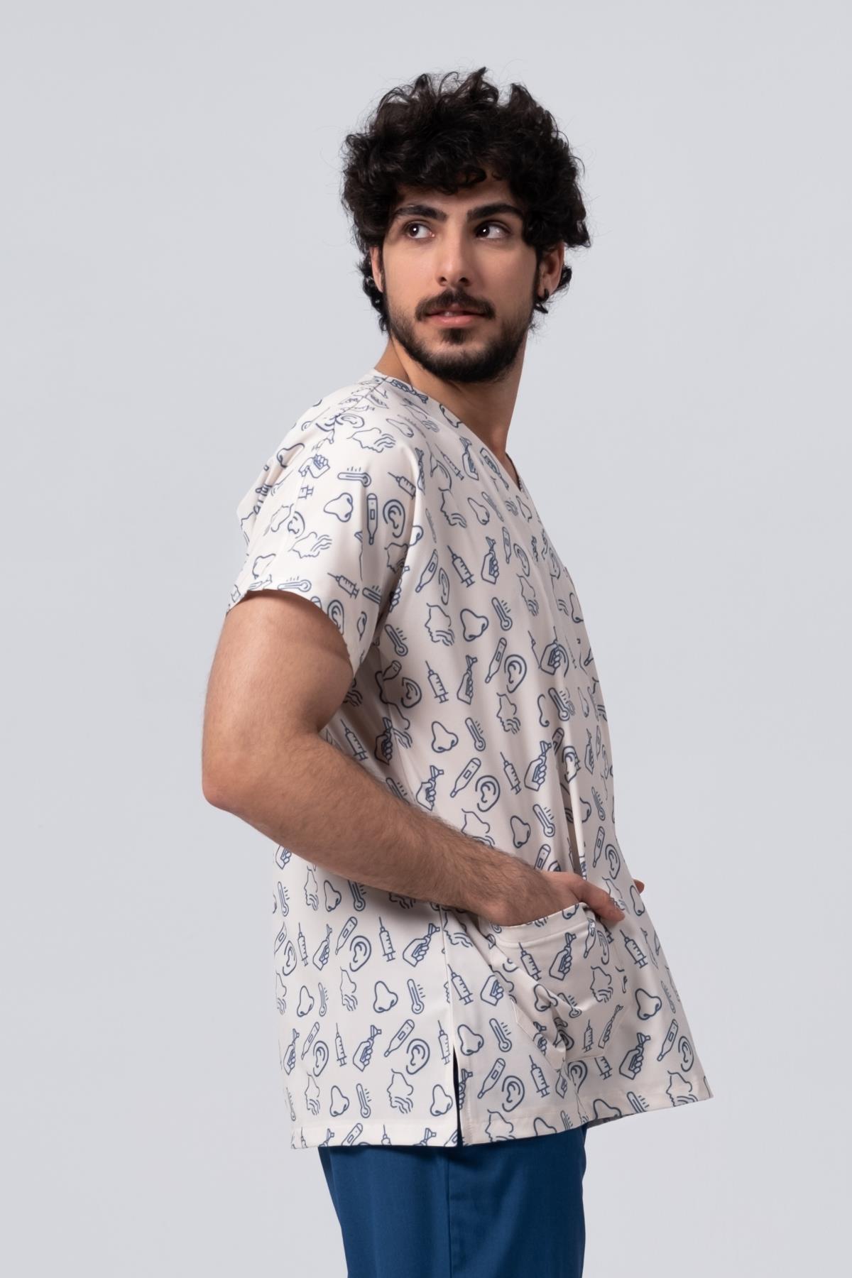 PIOSPios KBB Desenli Erkek Scrubs
