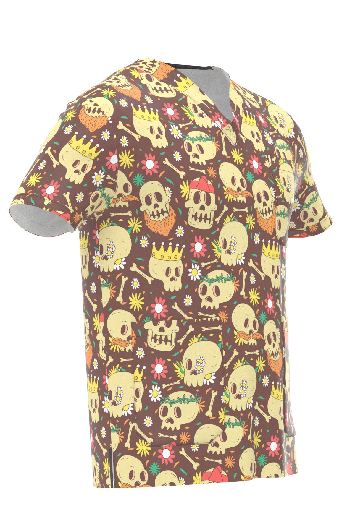 Skull Desenli Erkek Scrubs