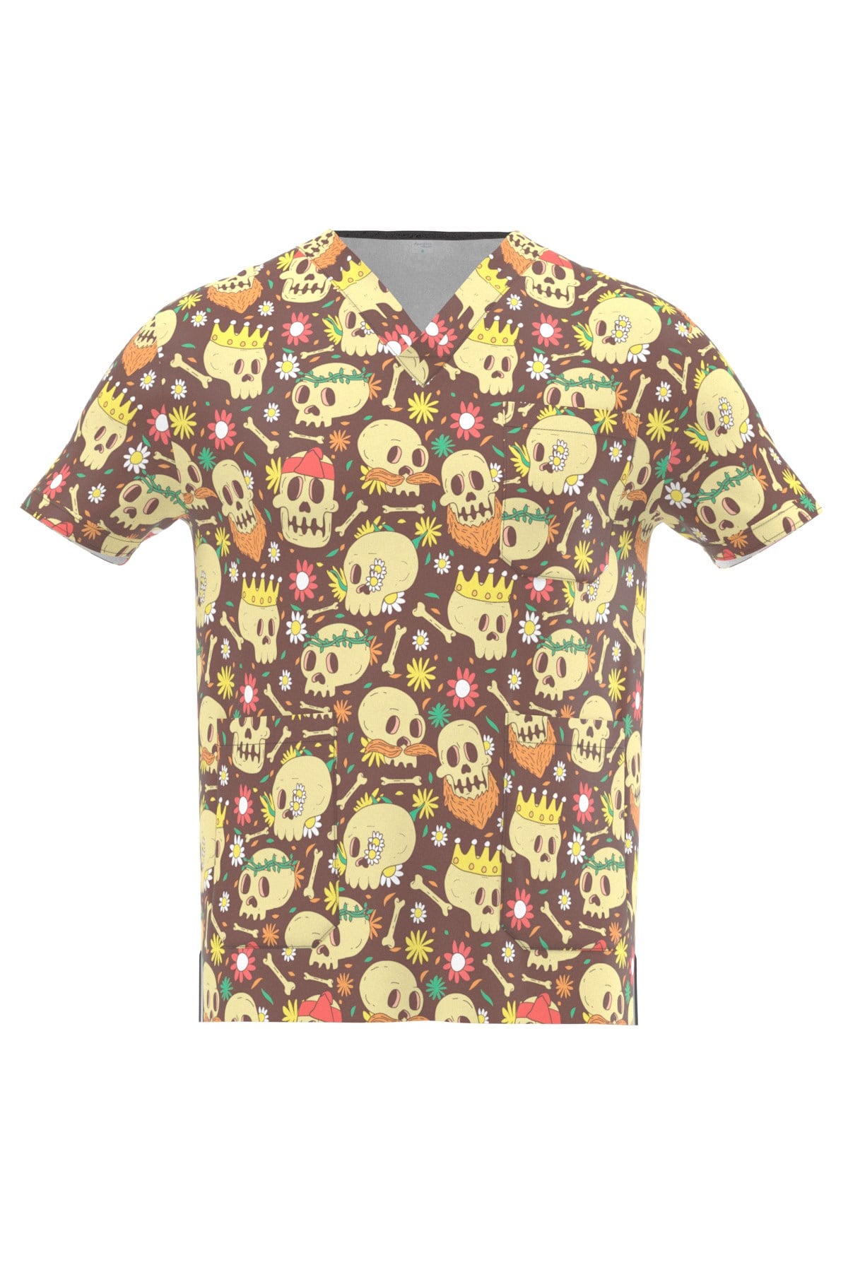 Skull Desenli Erkek Scrubs