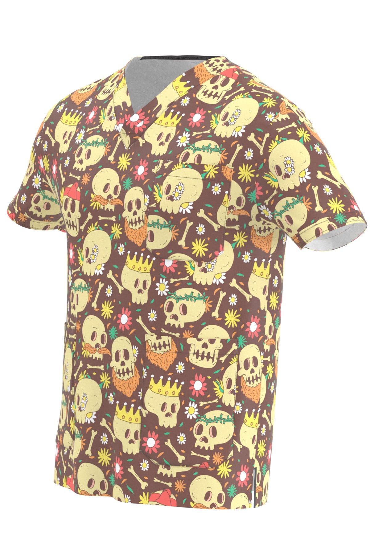 Skull Desenli Erkek Scrubs