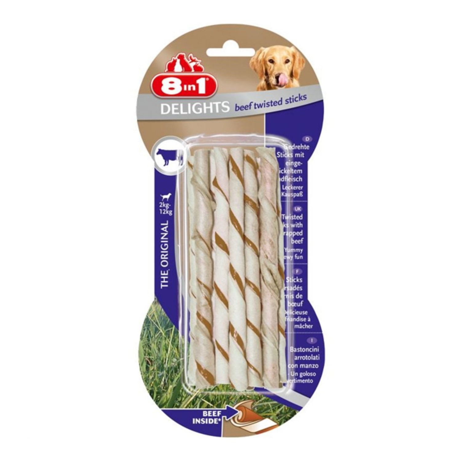 8in1 Delights Biftekli Ağız Sağlığı için Burgu Kemik (10'lu) 55gr