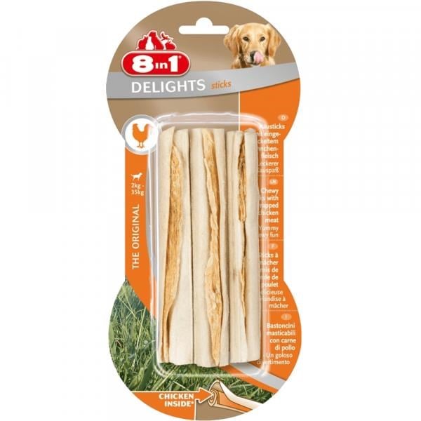 8in1 Delights Bones Köpekler için Tavuklu Ağız Bakım Kemiği (3'lü) Sticks 75gr