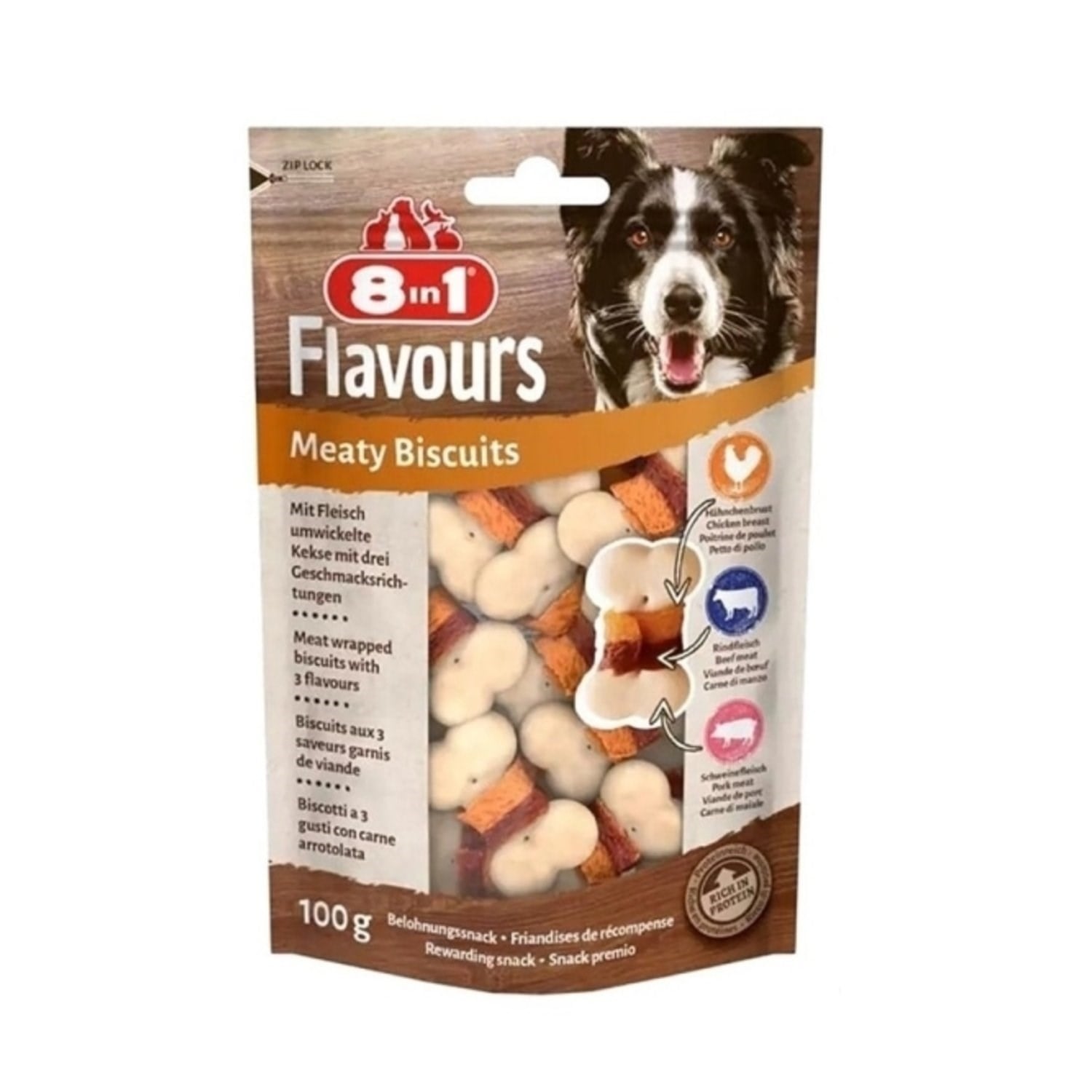 8in1 Flavours Meaty Biscuits Kıtır Köpek Ödülü 100gr