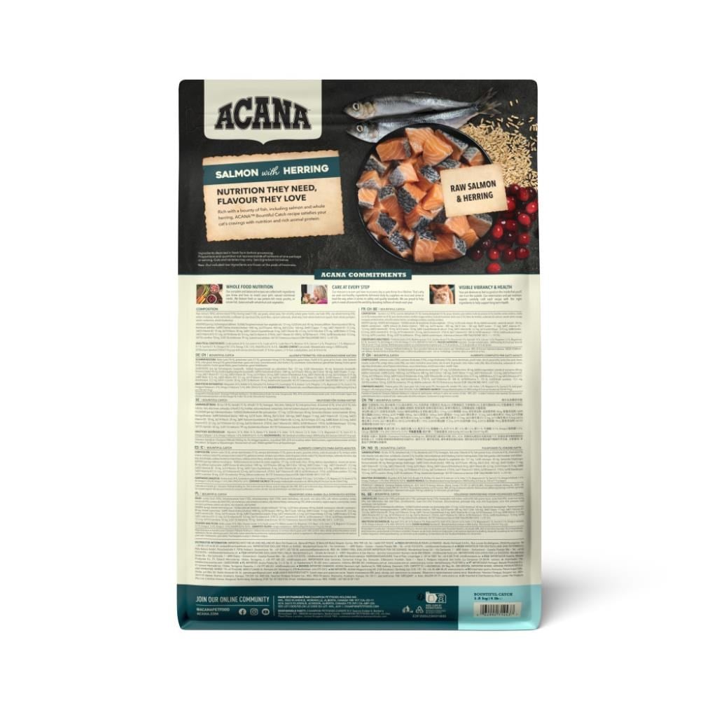 Acana Bountiful Catch Güçlü ve Sağlıklı Kemikler için Balıklı Tahılsız Yetişkin Kedi Maması 4,5 Kg