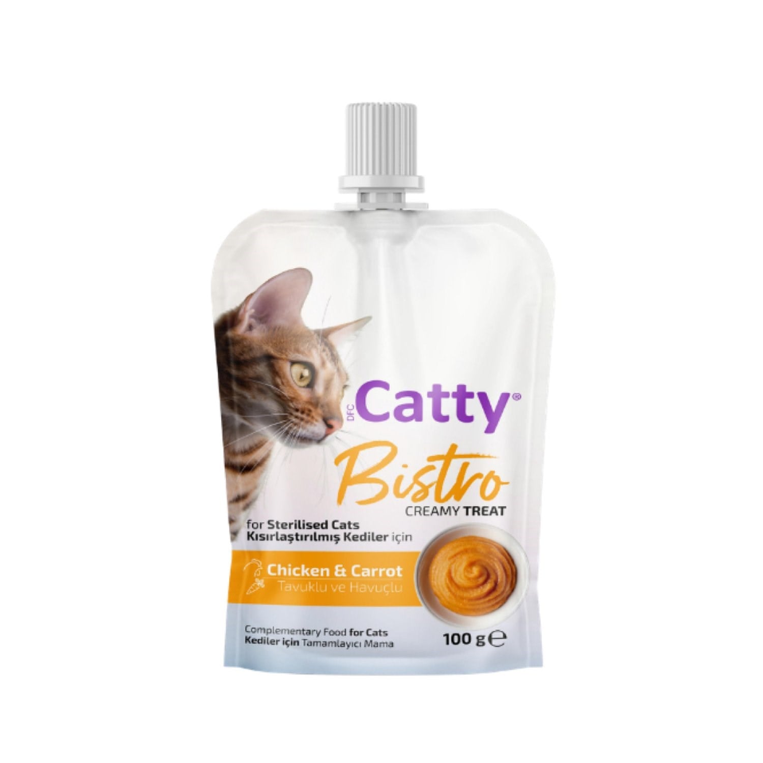 Catty Bistro Creamy Treat Tavuklu ve Havuçlu Kısırlaştırılmış Kedi Ödül Maması 100gr