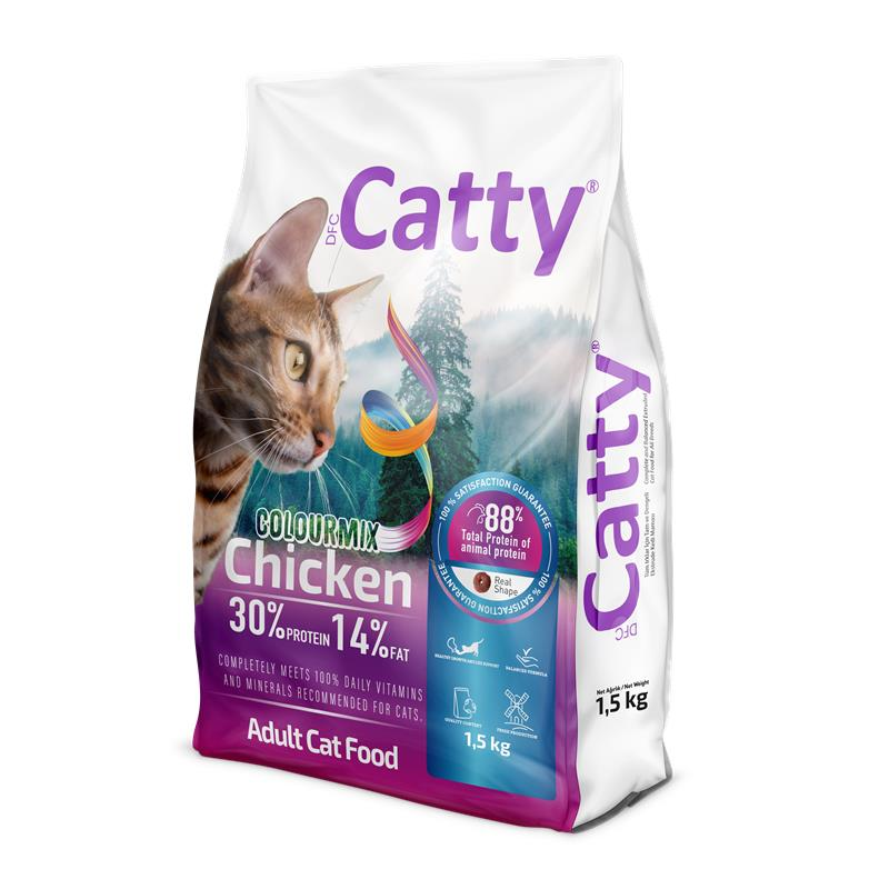 Catty Colourmix Yetişkin Kedi Maması Renkli Taneli Tavuklu 1,5 Kg