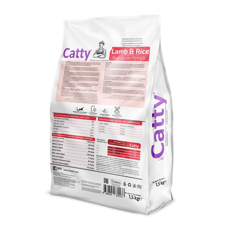 Catty Yetişkin Kedi Maması Kuzulu & Pirinçli 1,5 Kg