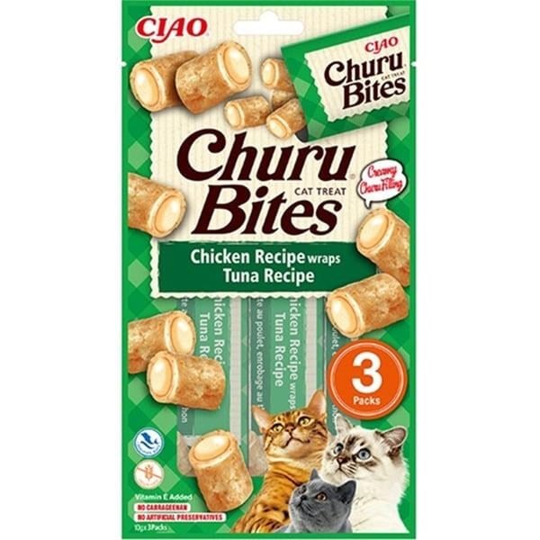 CIAO Churu Bites Tavuk Sargılı ve Ton Balıklı Kedi Ödül Maması 10gr (3'lü)