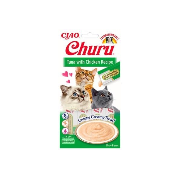 CIAO Churu Cream Ton Balıklı ve Tavuklu Krema Kedi Ödül Maması 14 Gr (4'lü)