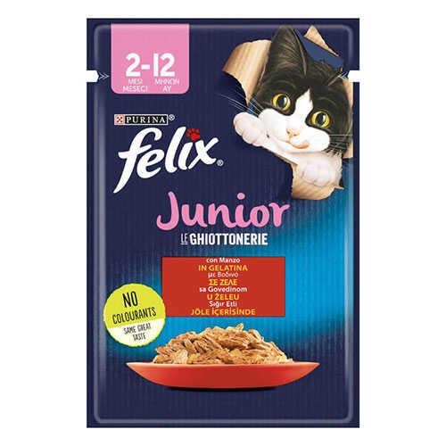 Felix Pouch Jöle İçinde Sığır Etli Yavru Kedi Konservesi 85 Gr