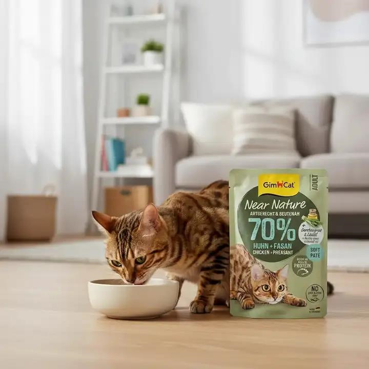 GimCat Near Nature Ezme Tavuklu ve Sülün Etli Yetişkin Kedi Konservesi 85 Gr