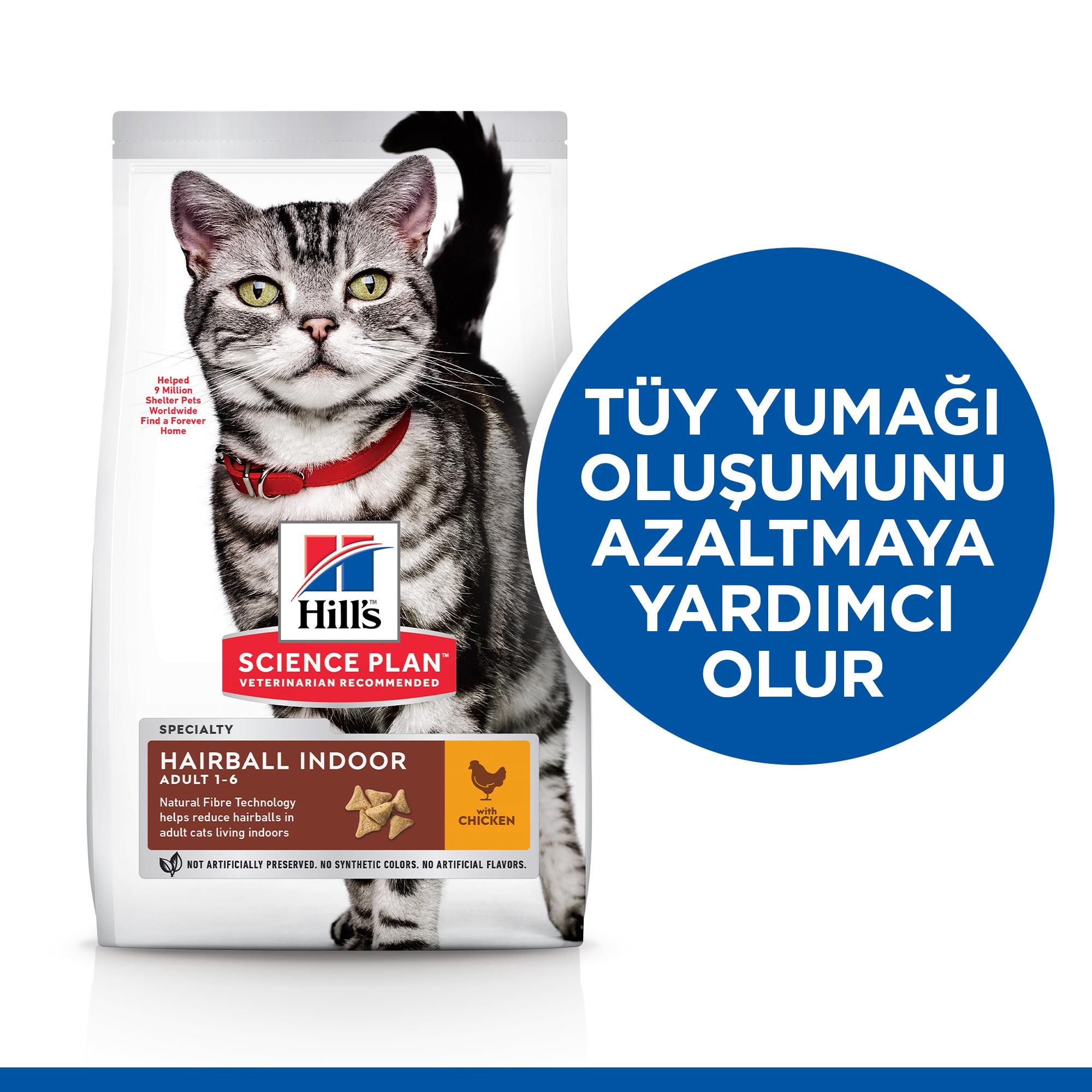 Hill's SCIENCE PLAN Hairball & Indoor Yetişkin Tavuklu Kedi Maması 1,5 Kg