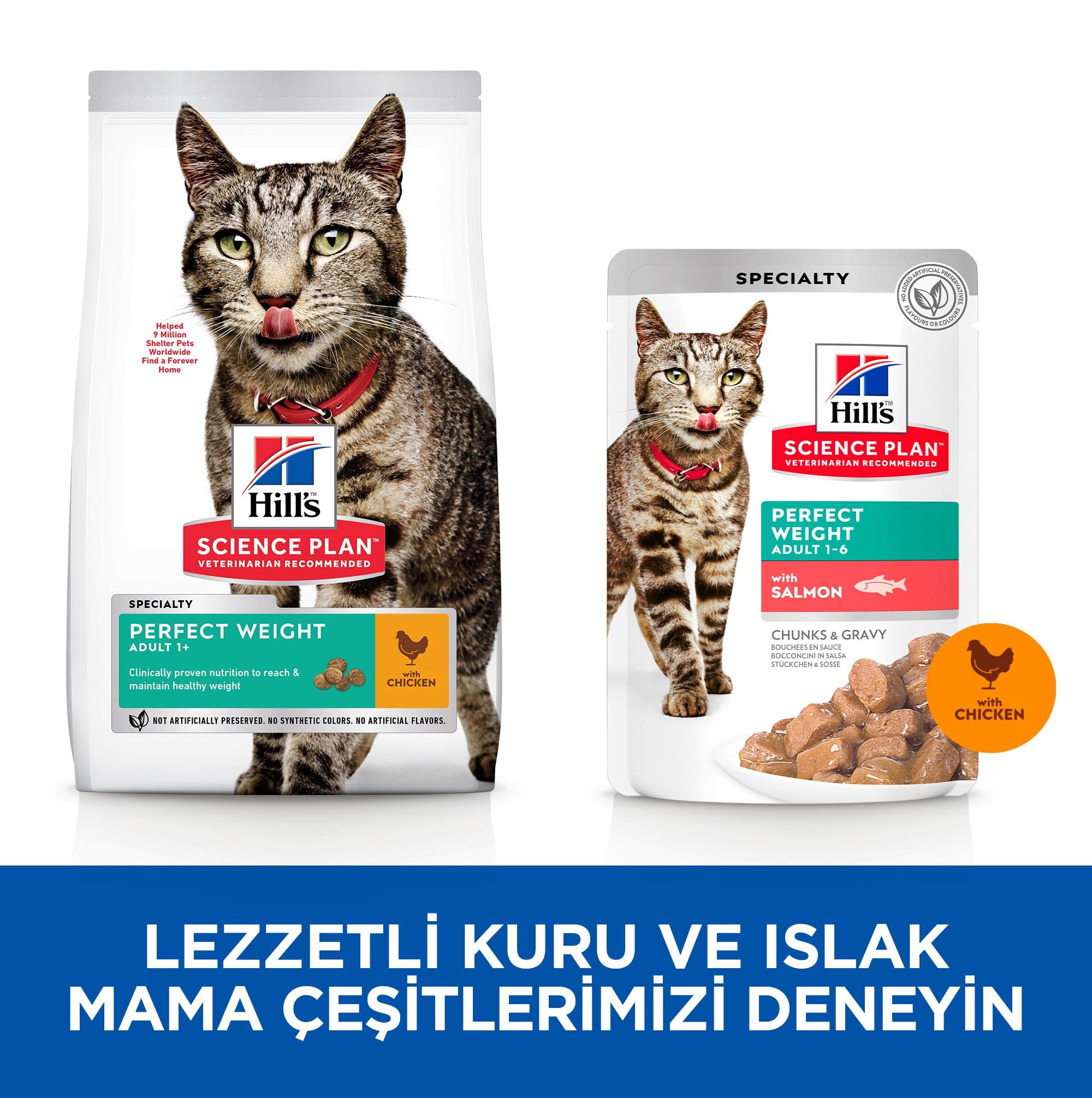 Hill's SCIENCE PLAN Perfect Weight Yetişkin Tavuklu Kedi Maması 2,5 Kg
