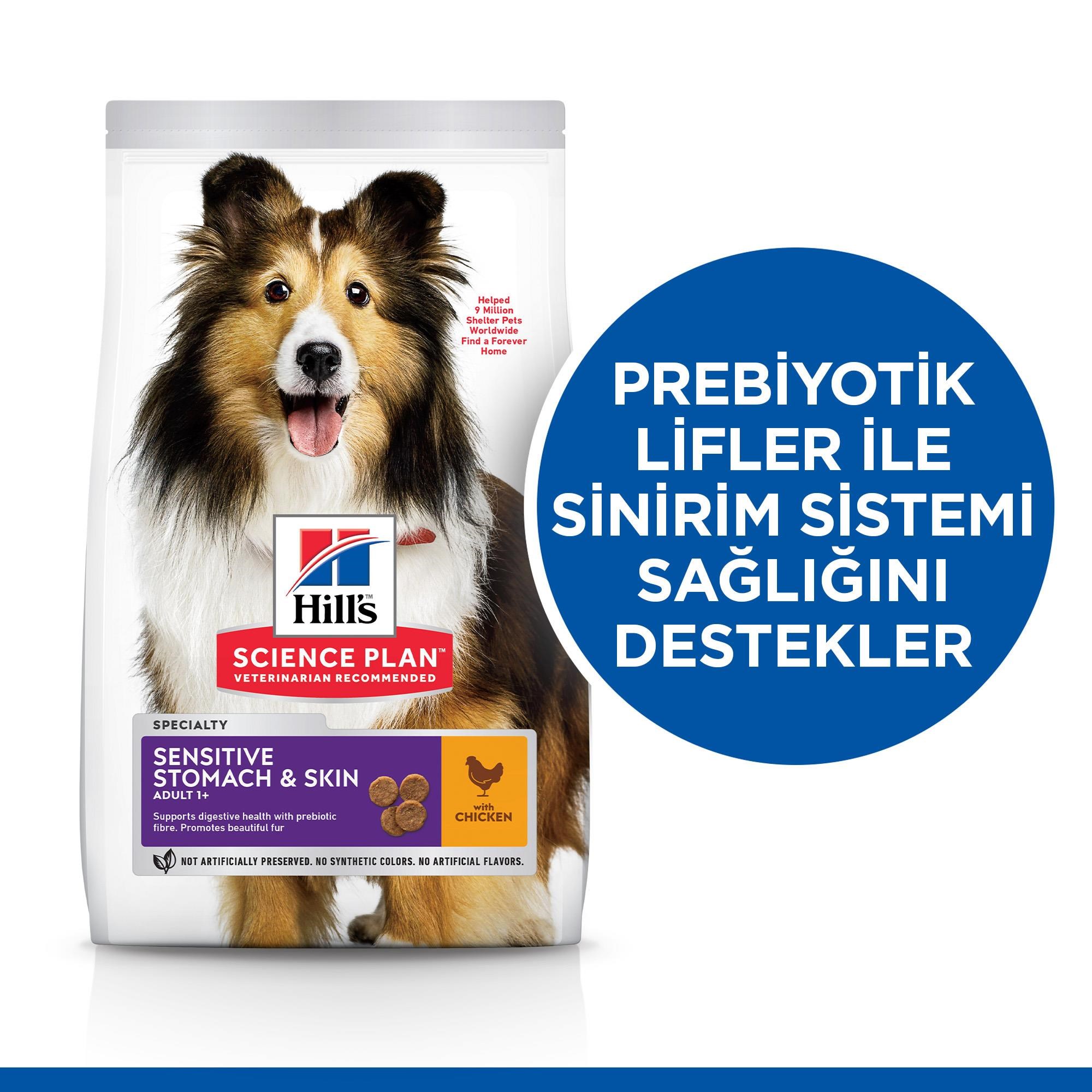 Hill's SCIENCE PLAN Sensitive Skin & Stomach Yetişkin Orta Irk Tavuklu Köpek Maması 2,5 Kg