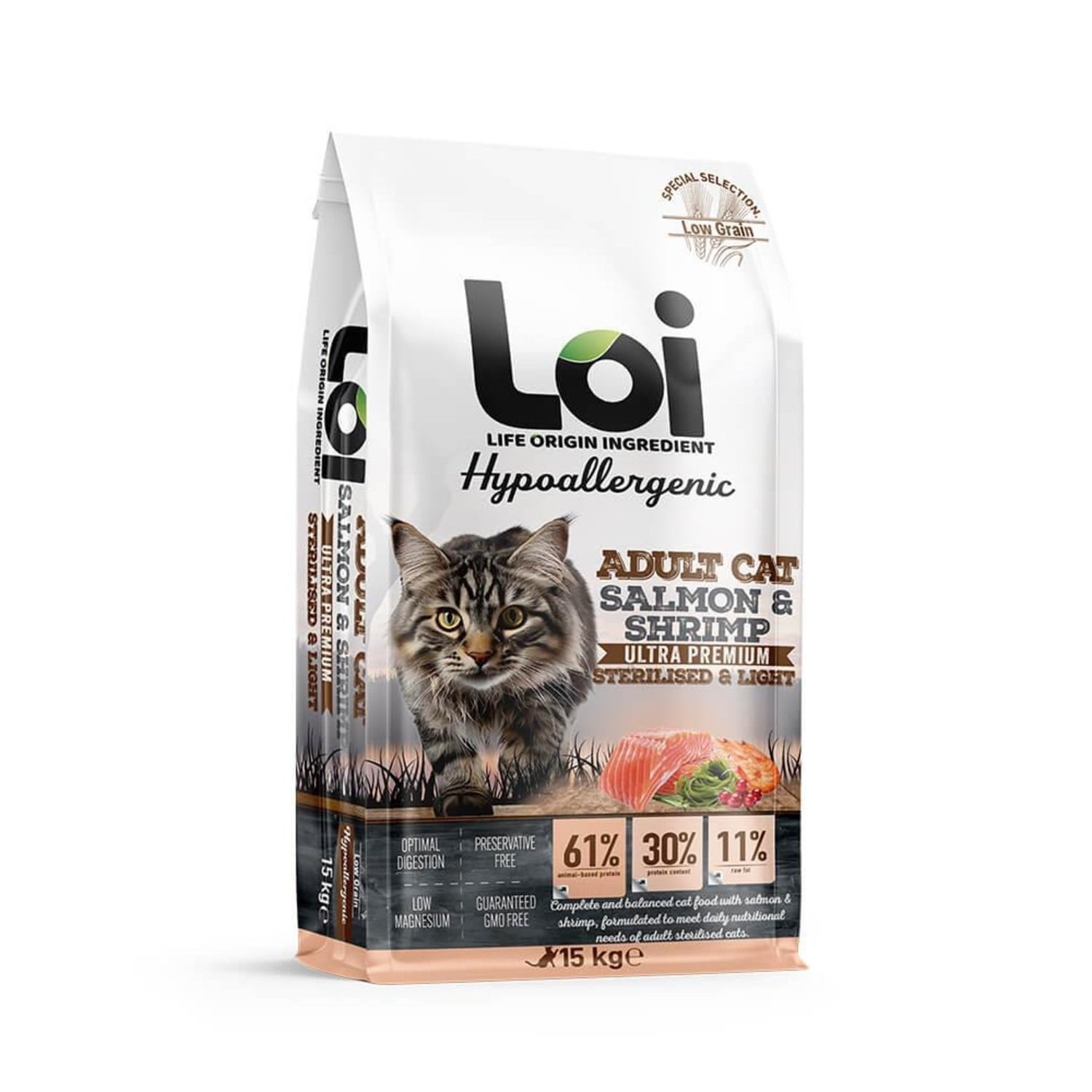Loi Somon ve Karidesli Kısırlaştırılmış Yetişkin Kedi Maması 15 Kg