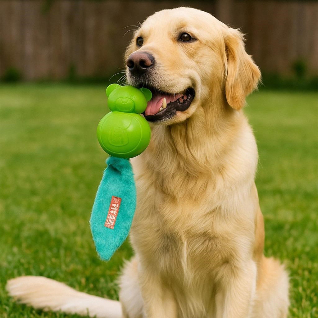 M-Pets Sesli Teddy Kauçuk Köpek Oyuncağı 30cm (Yeşil)