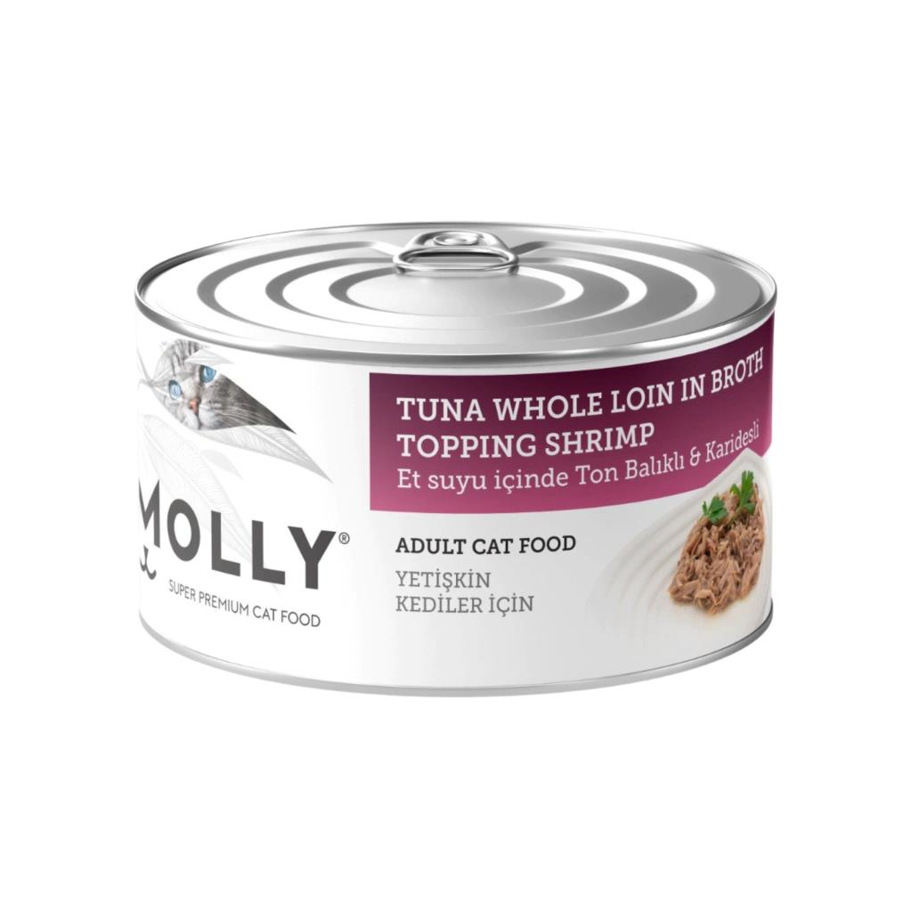 Molly Et Suyu İçinde Ton Balıklı ve Karidesli Yetişkin Kedi Konservesi 85 Gr
