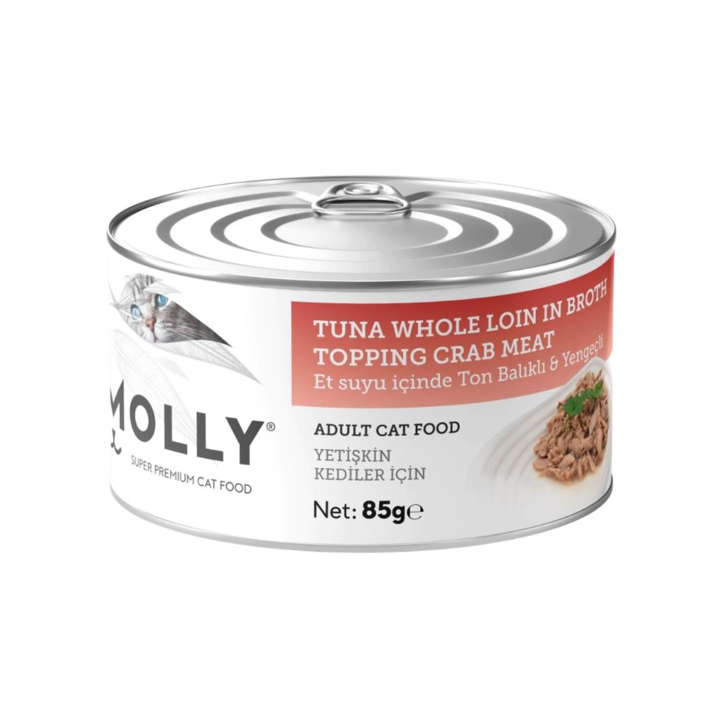 Molly Et Suyu İçinde Ton Balıklı ve Yengeçli Yetişkin Kedi Konservesi 85 Gr