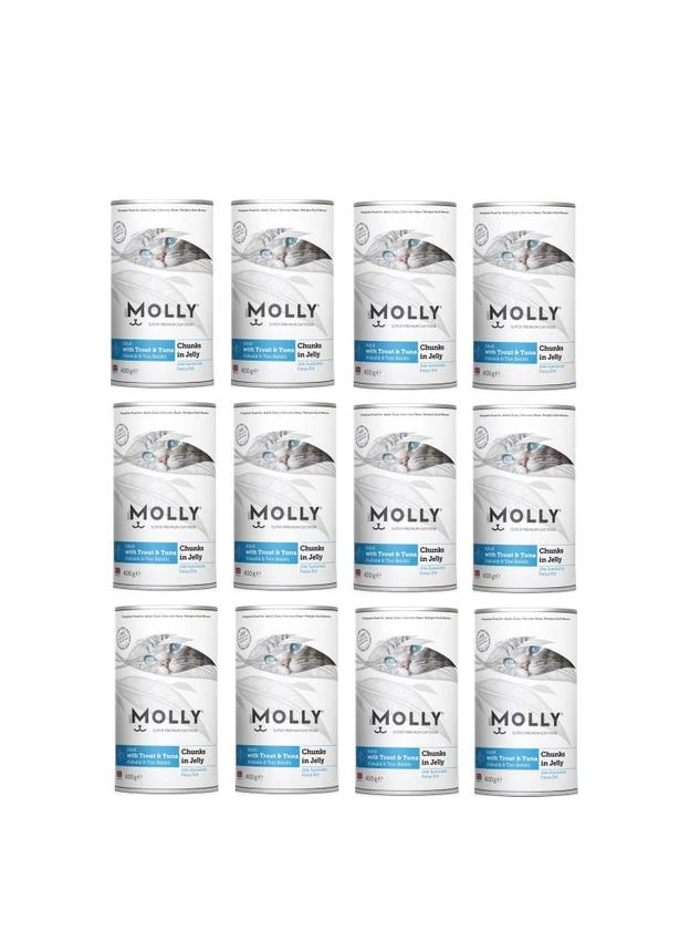 Molly Konserve Yetişkin Kedi Jöleli Balıklı 400 Gr (12 Adet)