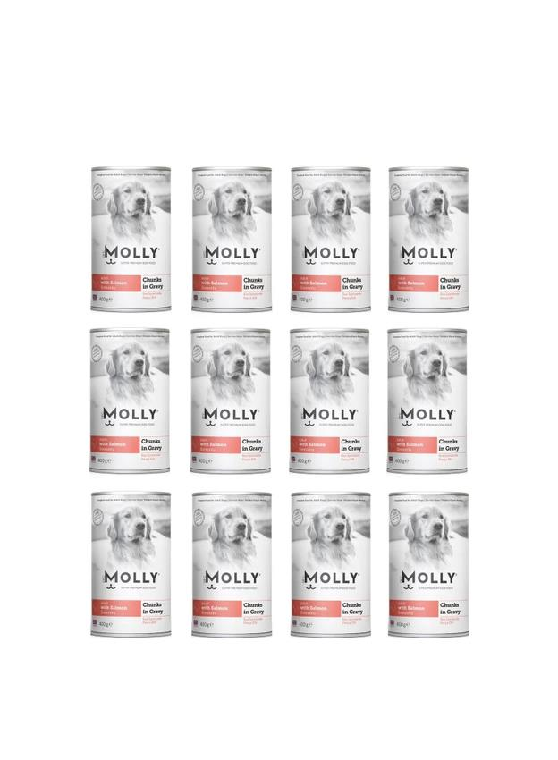 Molly Konserve Yetişkin Köpek Soslu Somonlu 400 Gr (12 Adet)