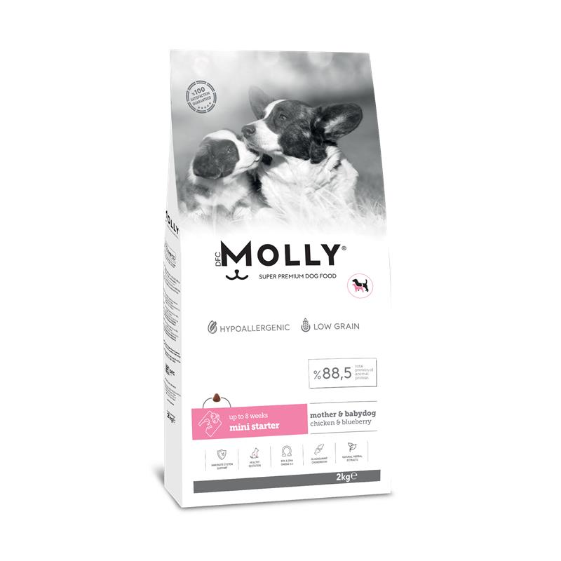Molly Mini Irk Anne & Yavru Köpek Maması Tavuklu & Yaban Mersinli 2 Kg