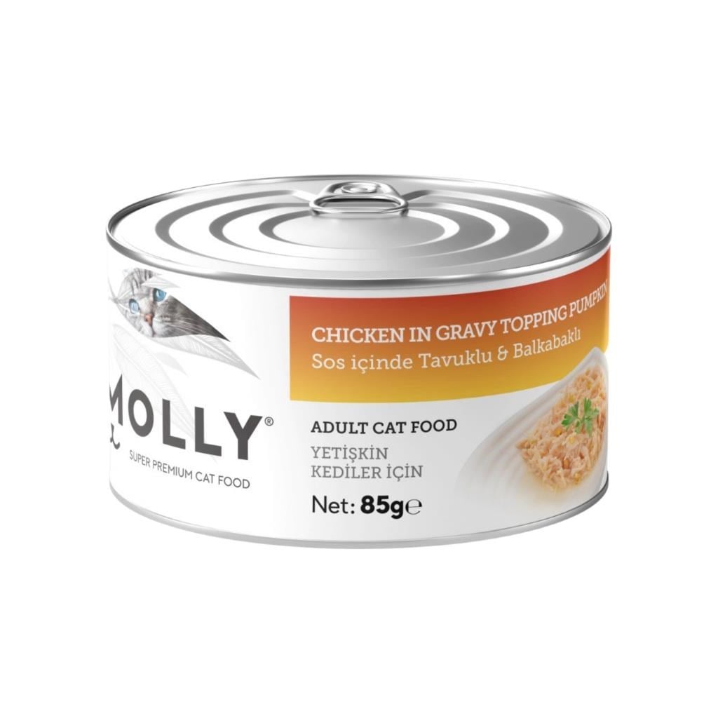 Molly Sos İçinde Tavuklu ve Balkabaklı Yetişkin Kedi Konservesi 85 Gr