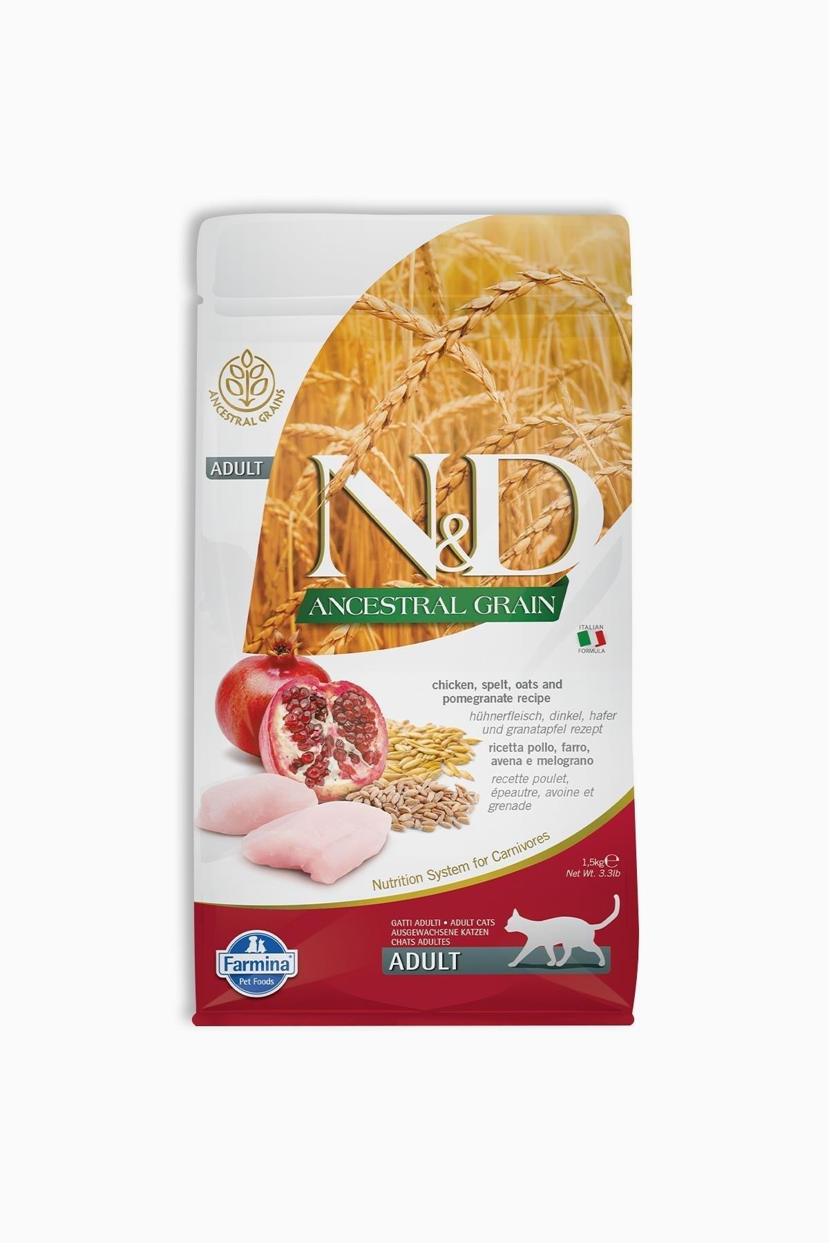 N&D Ancestral Grain Tavuklu ve Narlı Ata Tahıllı Yetişkin Kedi Maması 1,5 Kg