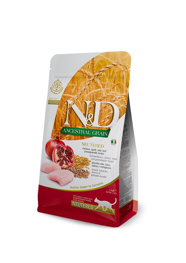 N&D Ancestral Grain Tavuklu ve Narlı Ata Tahıllı Kısırlaştırılmış Kedi Maması 10 Kg