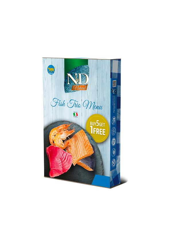 N&D Fish Trio Menu Balıklı Yetişkin Kedi Konservesi 70 Gr (6 AL 5 ÖDE)