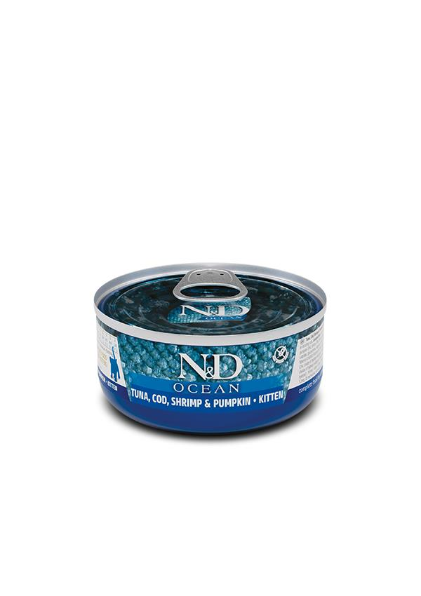 N&D Ocean Balkabaklı Balıklı Karidesli Yavru Kedi Konservesi 70 Gr