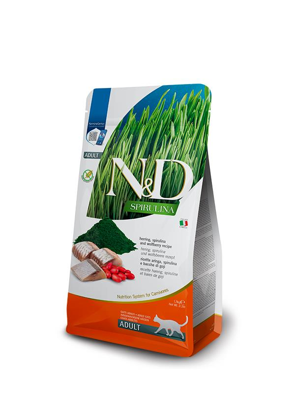N&D Spirulina Ringa Balıklı Tahılsız Yetişkin Kedi Maması 1,5 Kg