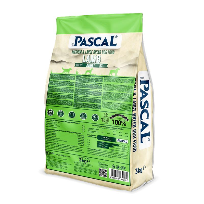 Pascal Orta ve Büyük Irk Yetişkin Köpek Maması Kuzulu 3 Kg