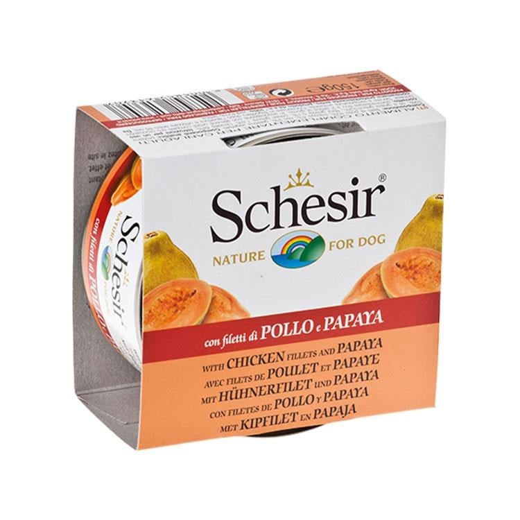 Schesir Jelly Tavuk ve Papaya Jöle İçinde Yetişkin Köpek Konservesi 150 Gr