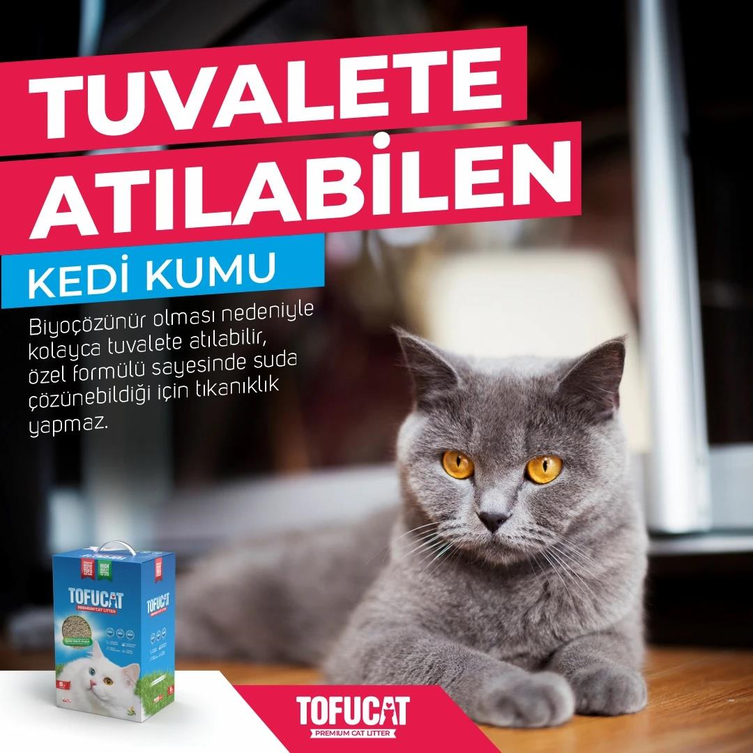 TofuCat Tuvalete Atılabilen Koku Hapsedeci Topaklanan Doğal Kedi Kumu 8 Lt